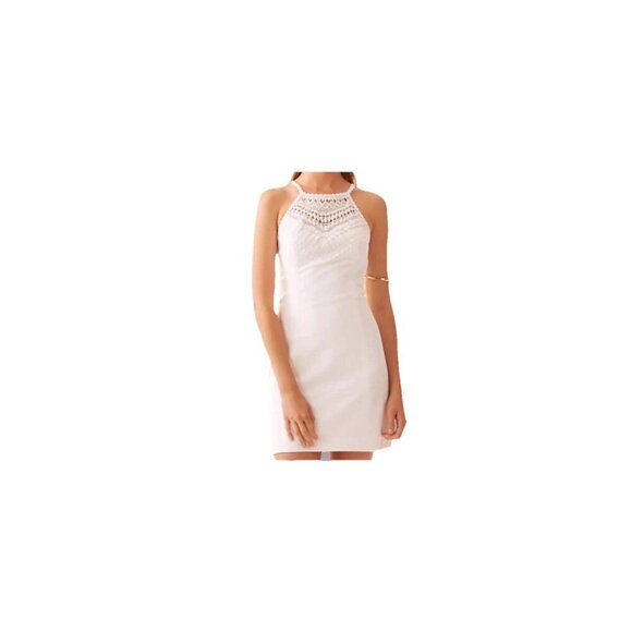 Lilly Pulitzer Pearl Lace Neck Shift Dress Resort White Size 2 100% Cotton - Picture 2 of 6